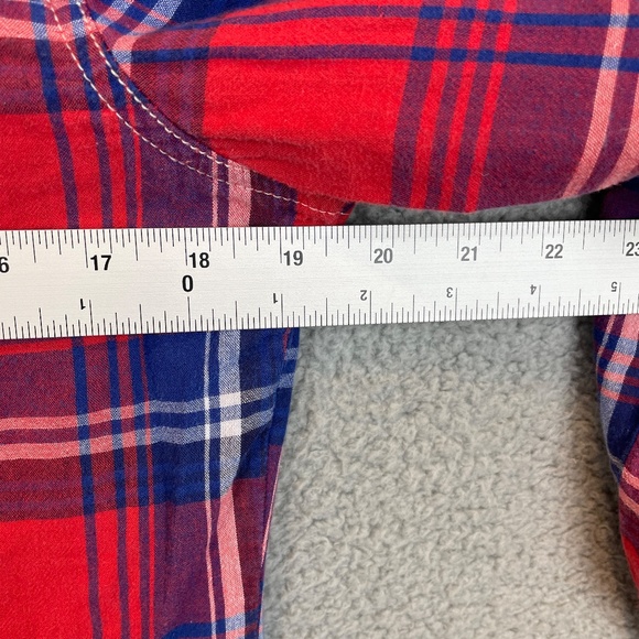 KUHL Button Up Shirt Womens M Red Blue Plaid L/S Thin Flannel Double Pocket - Picture 5 of 15